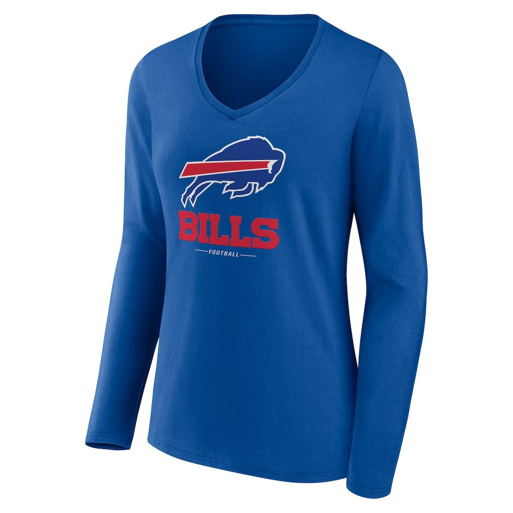 Buffalo Bills Women's Logo Team Lockup Long Sleeve V-Neck T-Shirt Royal