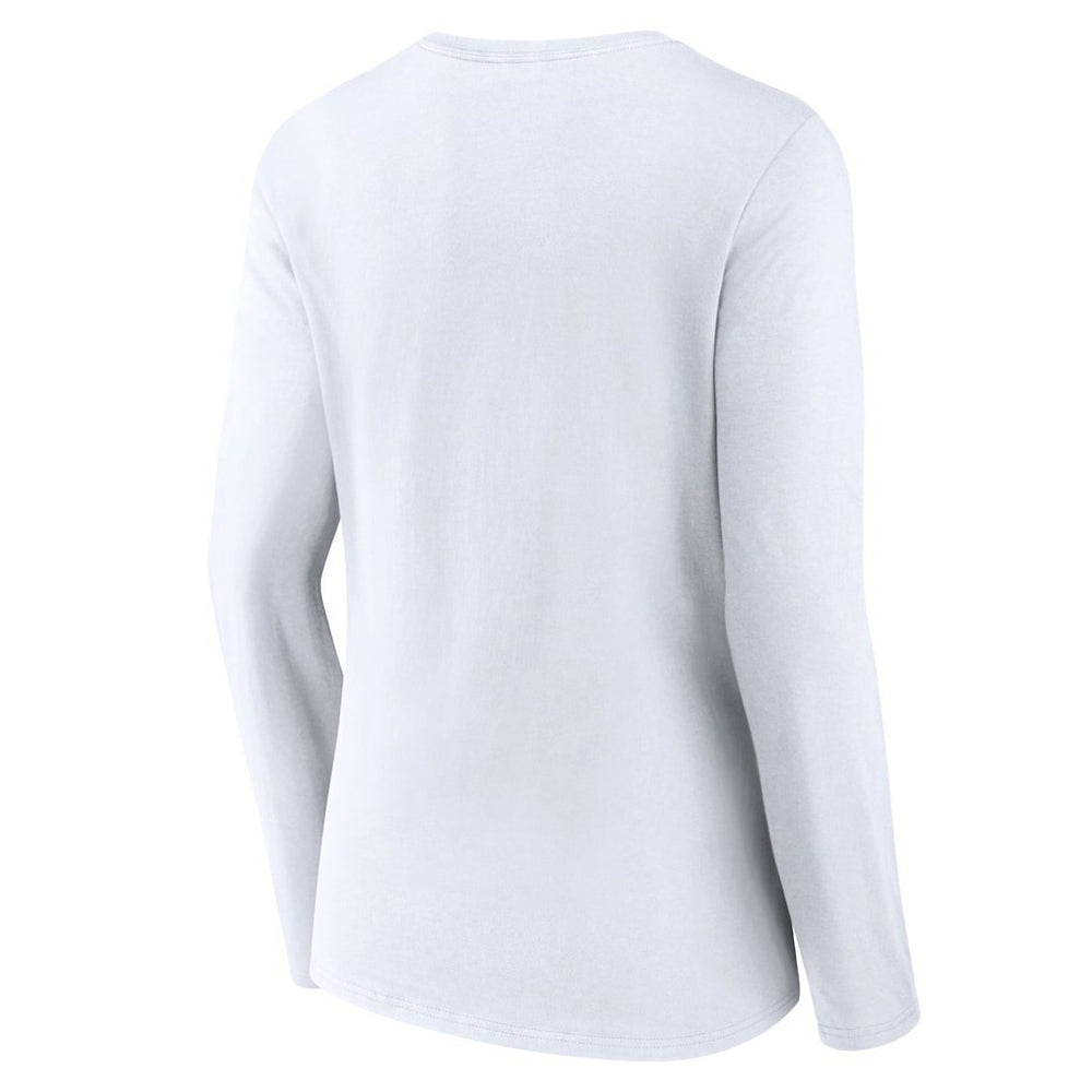 Carolina Panthers Women's Logo Team Lockup Long Sleeve V-Neck T-Shirt White