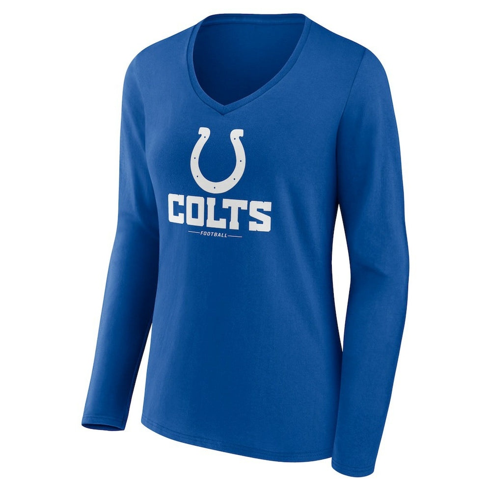 Indianapolis Colts Women's Logo Team Lockup Long Sleeve V-Neck T-Shirt Royal