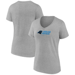 Carolina Panthers Women's Logo Team Lockup V-Neck T-Shirt Gray