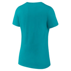 Miami Dolphins Women's Logo Team Lockup V-Neck T-Shirt Aqua