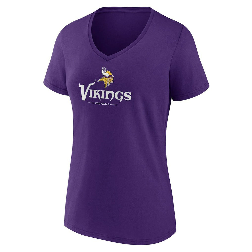 Minnesota Vikings Women's Logo Team Lockup V-Neck T-Shirt Purple