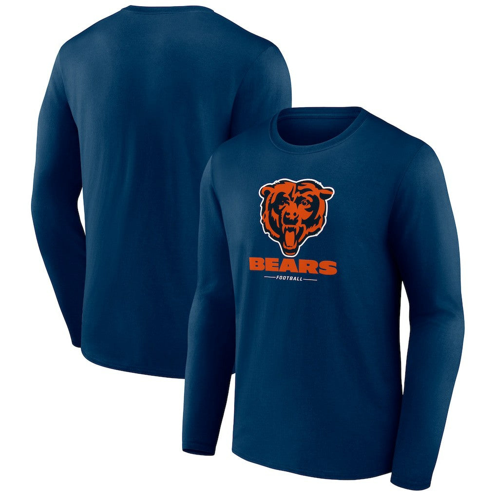 Chicago Bears Logo Team Lockup Long Sleeve T-Shirt Navy