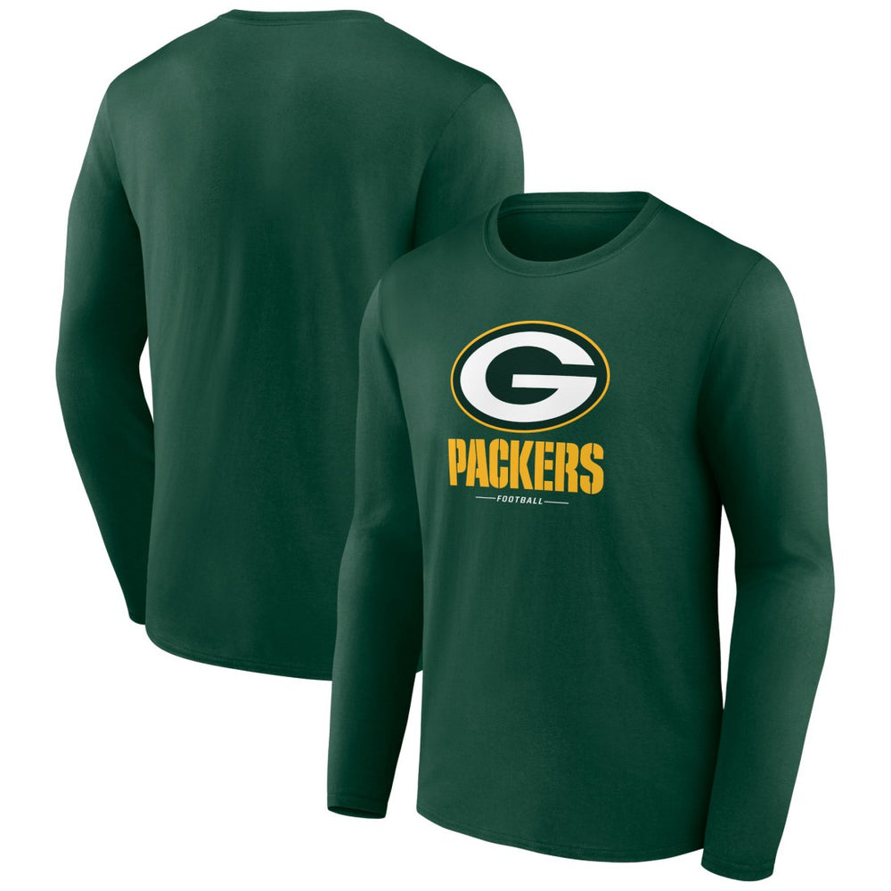 Green Bay Packers Logo Team Lockup Long Sleeve T-Shirt Green