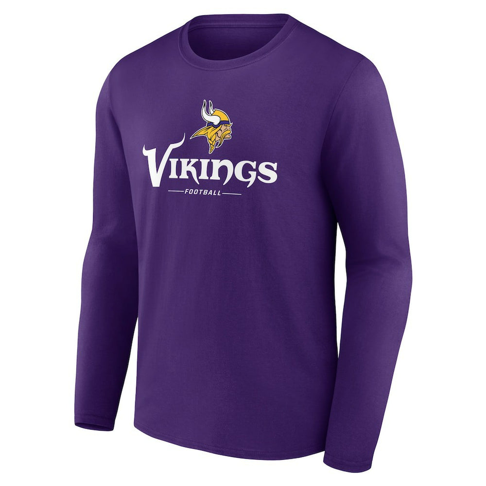 Minnesota Vikings Logo Team Lockup Long Sleeve T-Shirt Purple