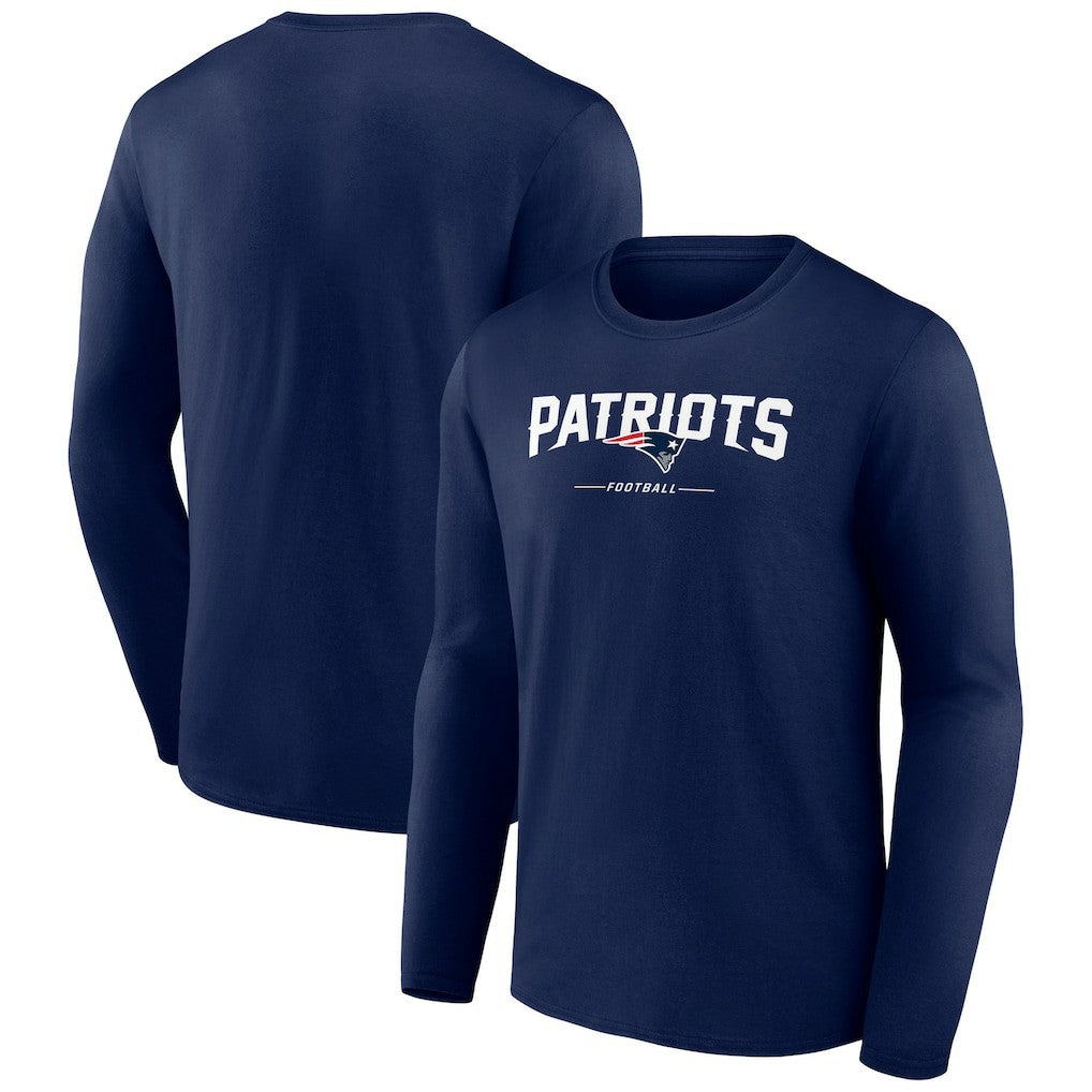 New England Patriots Logo Team Lockup Long Sleeve T-Shirt Navy