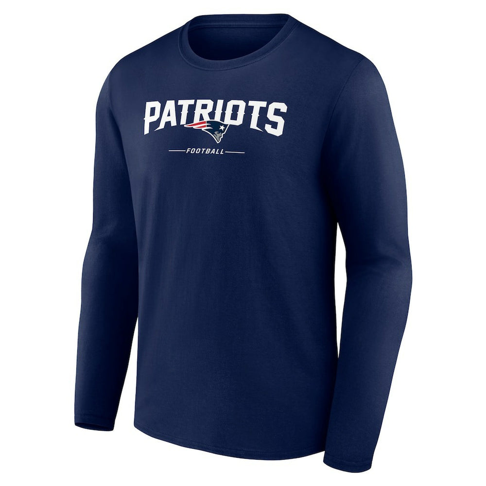 New England Patriots Logo Team Lockup Long Sleeve T-Shirt Navy