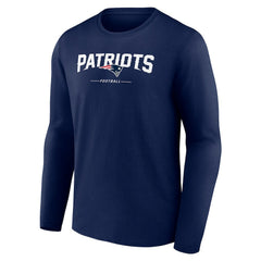 New England Patriots Logo Team Lockup Long Sleeve T-Shirt Navy