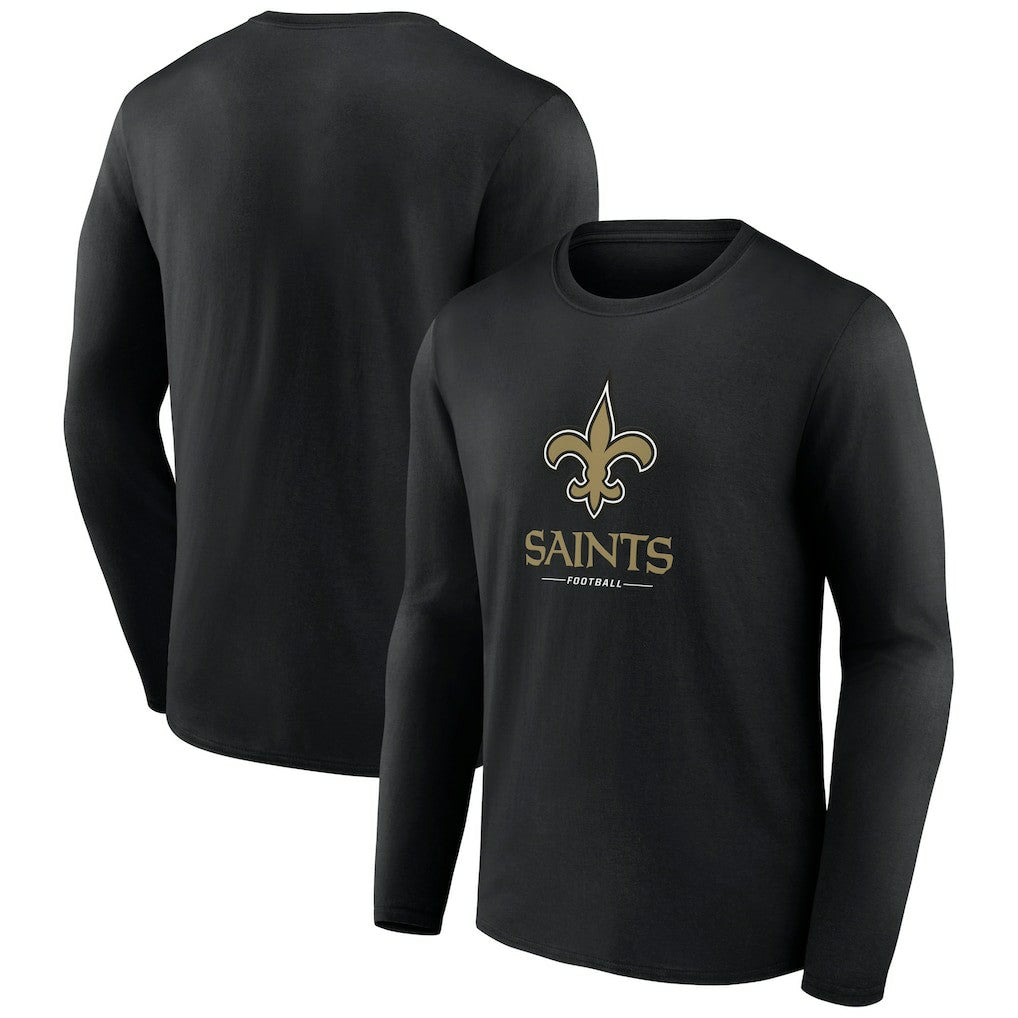 New Orleans Saints Logo Team Lockup Long Sleeve T-Shirt Black