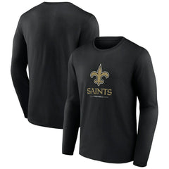New Orleans Saints Logo Team Lockup Long Sleeve T-Shirt Black