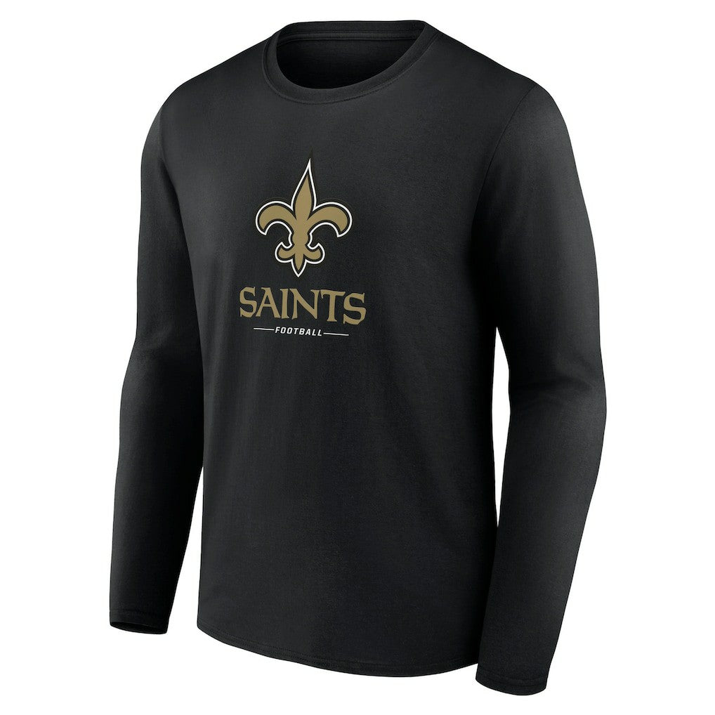 New Orleans Saints Logo Team Lockup Long Sleeve T-Shirt Black