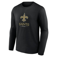 New Orleans Saints Logo Team Lockup Long Sleeve T-Shirt Black
