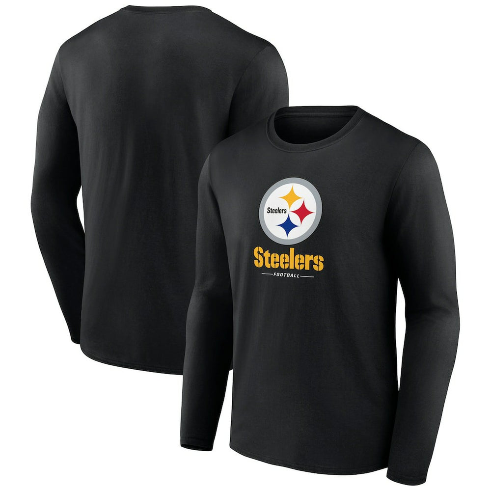 Pittsburgh Steelers Logo Team Lockup Long Sleeve T-Shirt Black
