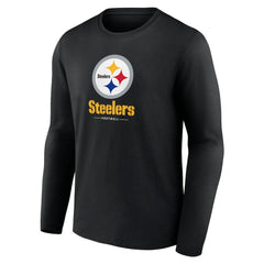 Pittsburgh Steelers Logo Team Lockup Long Sleeve T-Shirt Black