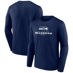 Seattle Seahawks Logo Team Lockup Long Sleeve T-Shirt College Navy