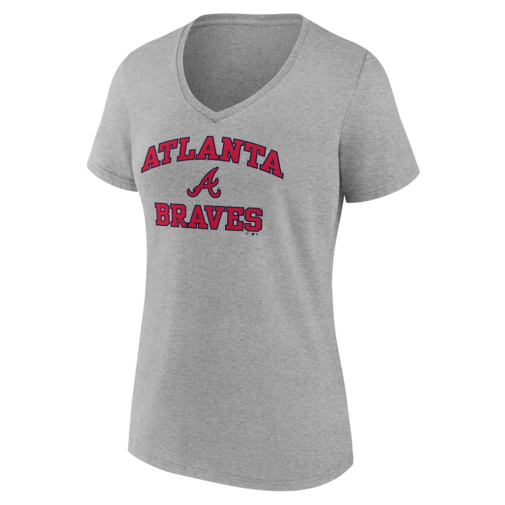 Atlanta Braves Women's Heart and Soul V-Neck T-Shirt - Gray - MLB on Sale
