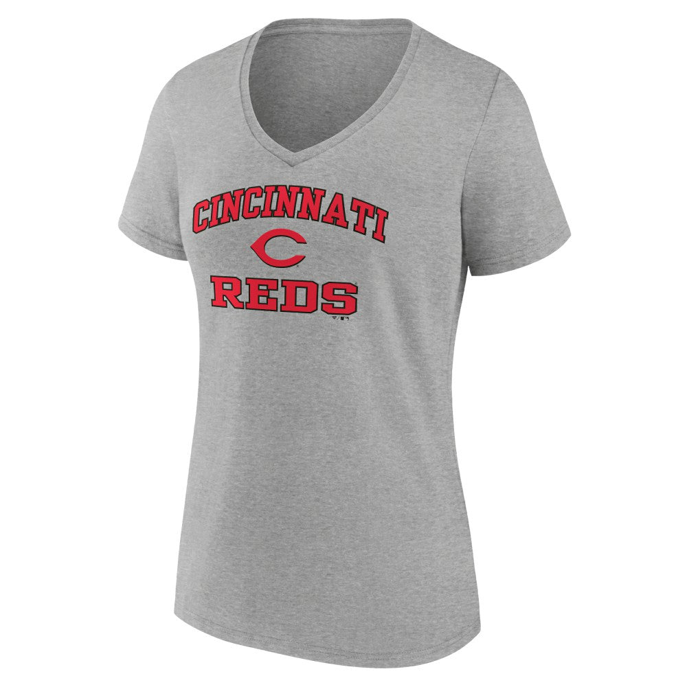Cincinnati Reds Women's Heart and Soul V-Neck T-Shirt - Gray - MLB Online