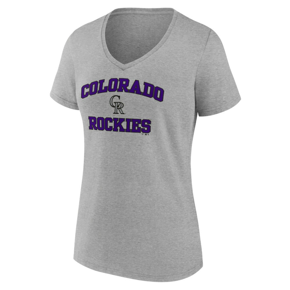 Colorado Rockies Women's Heart and Soul V-Neck T-Shirt - Gray - MLB Lifestyle