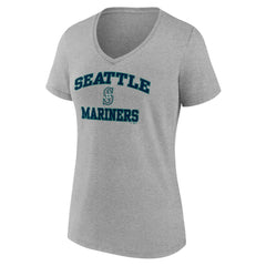 Seattle Mariners Women's Heart and Soul V-Neck T-Shirt - Gray - MLB on Sale