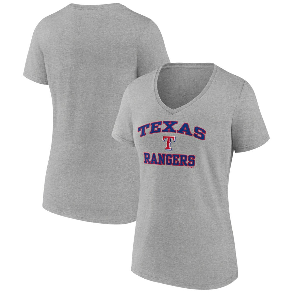 Texas Rangers Women's Heart and Soul V-Neck T-Shirt - Gray - MLB Lifestyle