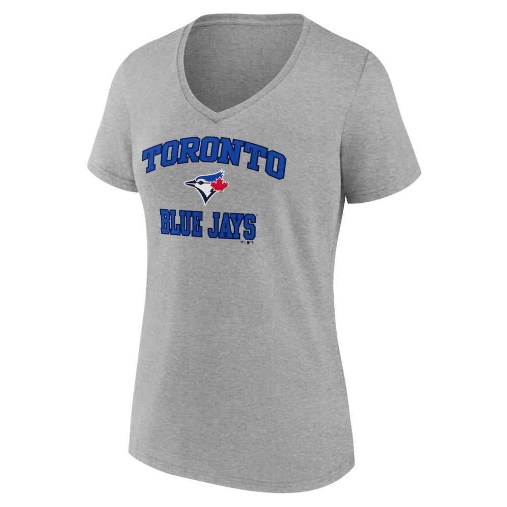 Toronto Blue Jays Women's Heart and Soul V-Neck T-Shirt - Gray - MLB Sale