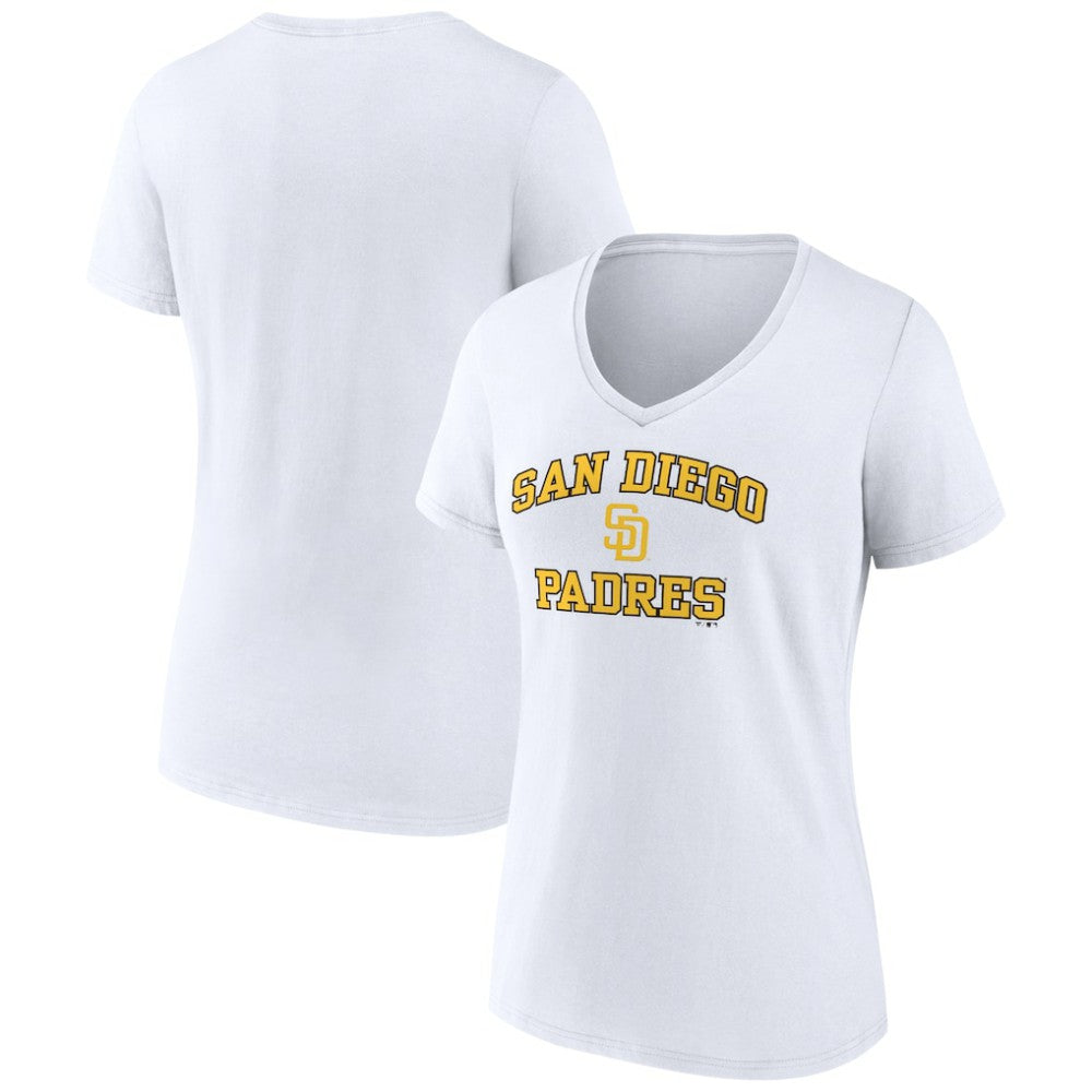 San Diego Padres Women's Heart and Soul V-Neck T-Shirt - White - MLB on Sale