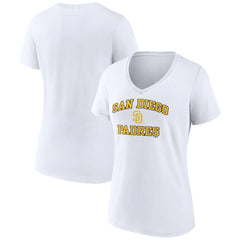 San Diego Padres Women's Heart and Soul V-Neck T-Shirt - White - MLB on Sale
