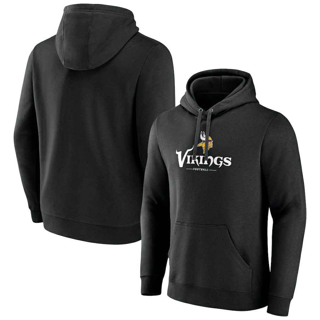 Minnesota Vikings Primary Logo Team Lockup Fitted Pullover Hoodie Black