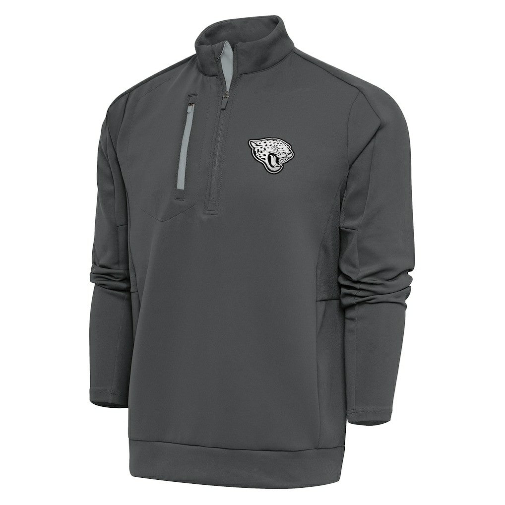 Jacksonville Jaguars Antigua Metallic Logo Generation Quarter-Zip Pullover Top Charcoal