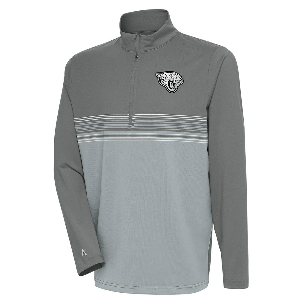 Jacksonville Jaguars Antigua Metallic Logo Pace Quarter-Zip Pullover Top Steel