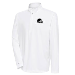 Cleveland Browns Antigua Metallic Logo Tribute Quarter-Zip Top White