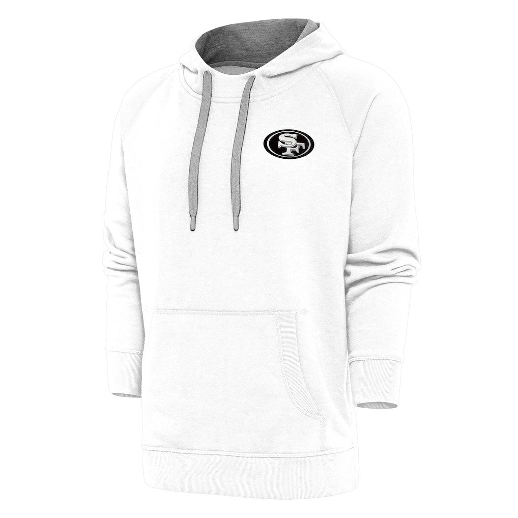 San Francisco 49ers Antigua Metallic Logo Victory Pullover Hoodie White