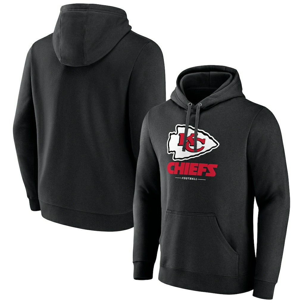 Kansas City Chiefs Logo Team Lockup Fitted Pullover Hoodie Black