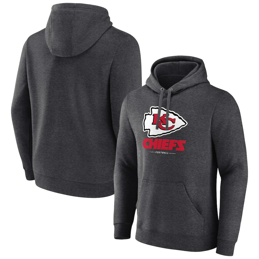 Kansas City Chiefs Logo Team Lockup Fitted Pullover Hoodie Charcoal