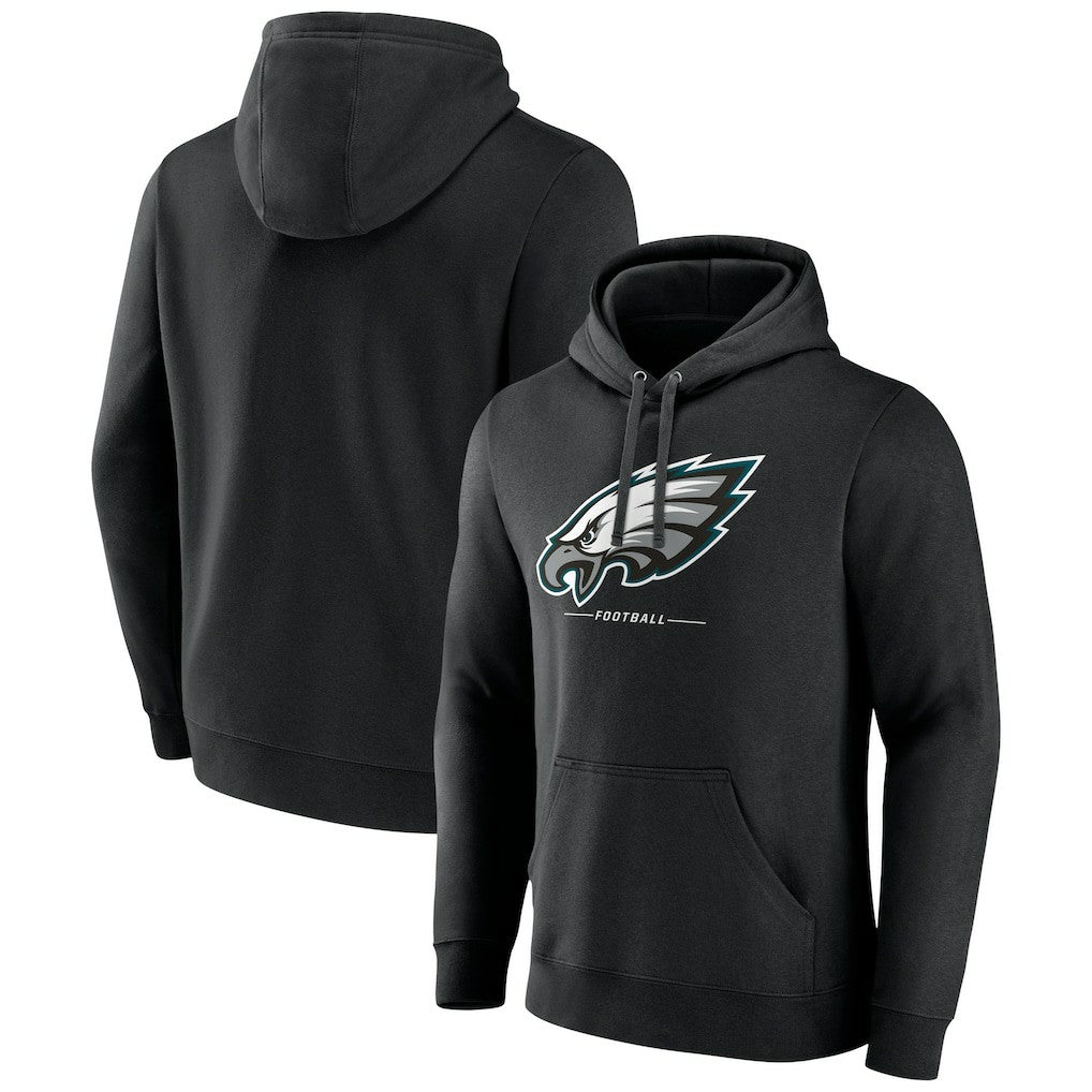 Philadelphia Eagles Logo Team Lockup Fitted Pullover Hoodie Black