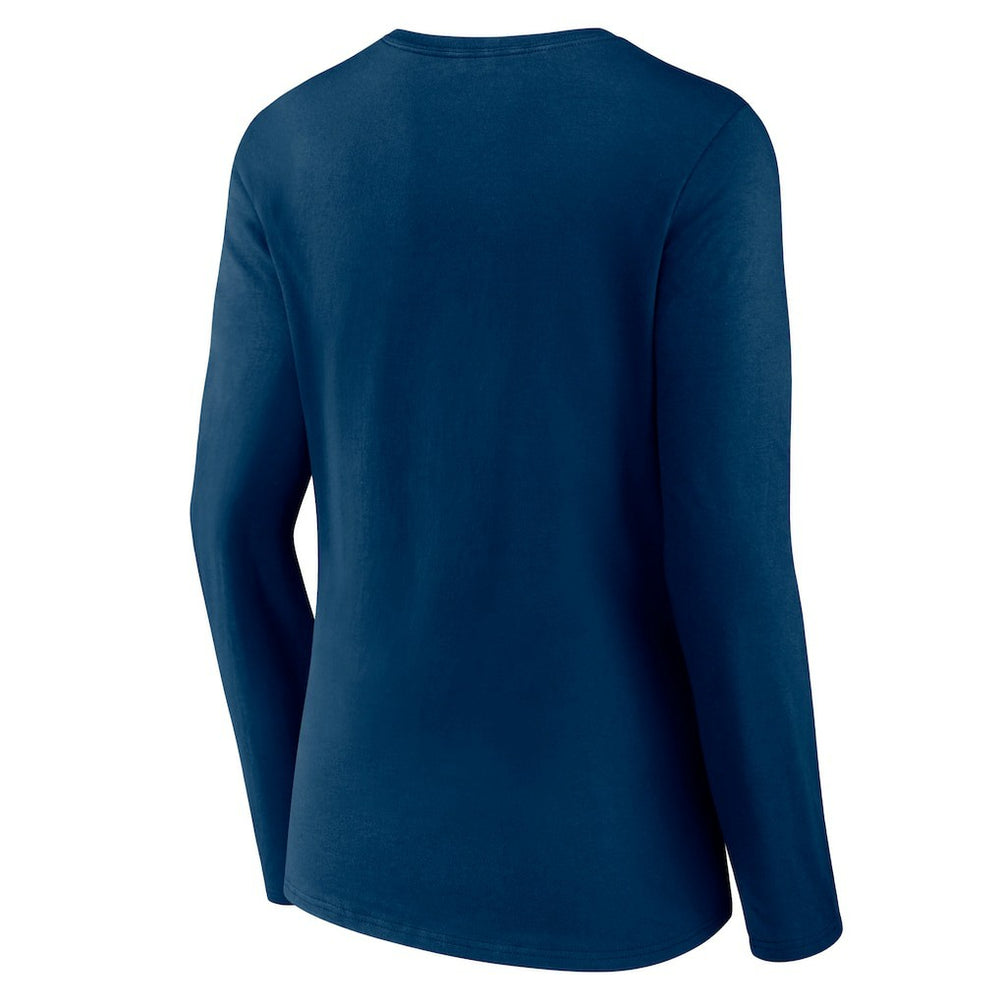 Houston Texans Women's Logo Team Lockup Long Sleeve V-Neck T-Shirt Navy
