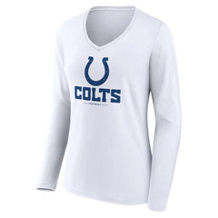 Indianapolis Colts Women's Logo Team Lockup Long Sleeve V-Neck T-Shirt White