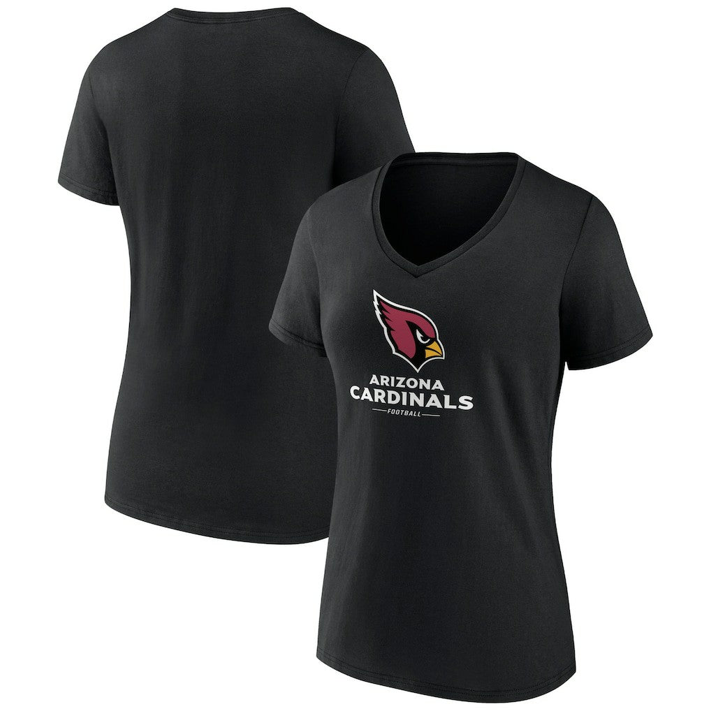 Arizona Cardinals Women's Logo Team Lockup V-Neck T-Shirt Black