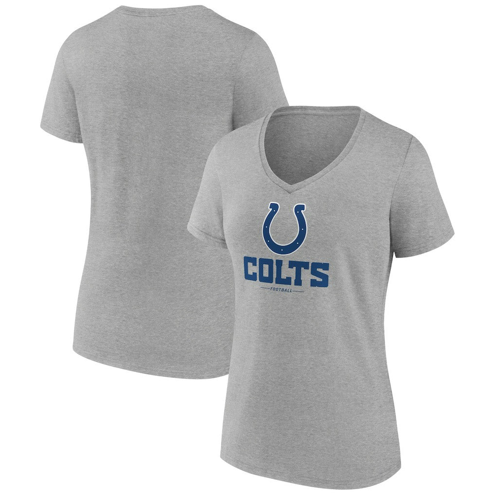 Indianapolis Colts Women's Logo Team Lockup V-Neck T-Shirt Gray