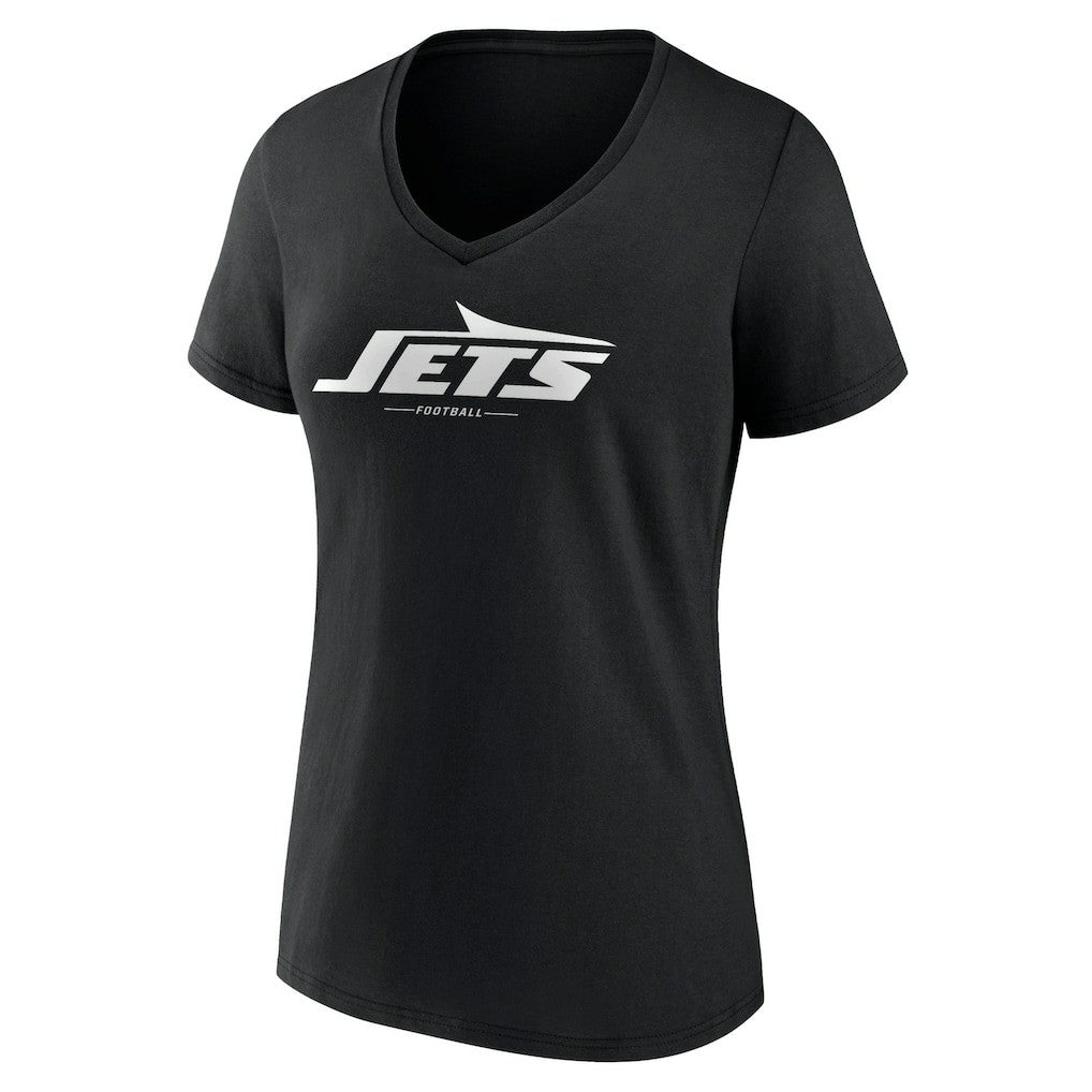 New York Jets Women's Logo Team Lockup V-Neck T-Shirt Black