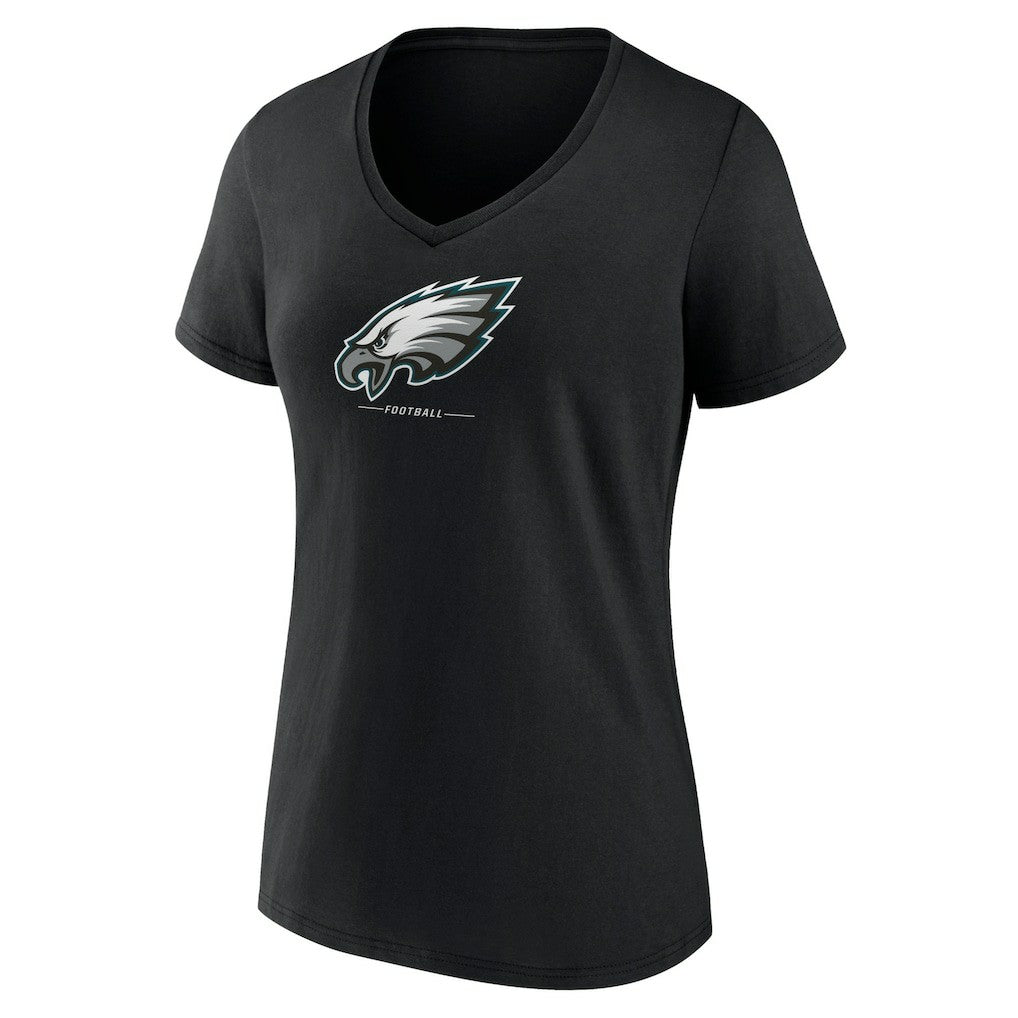 Philadelphia Eagles Women's Logo Team Lockup V-Neck T-Shirt Black