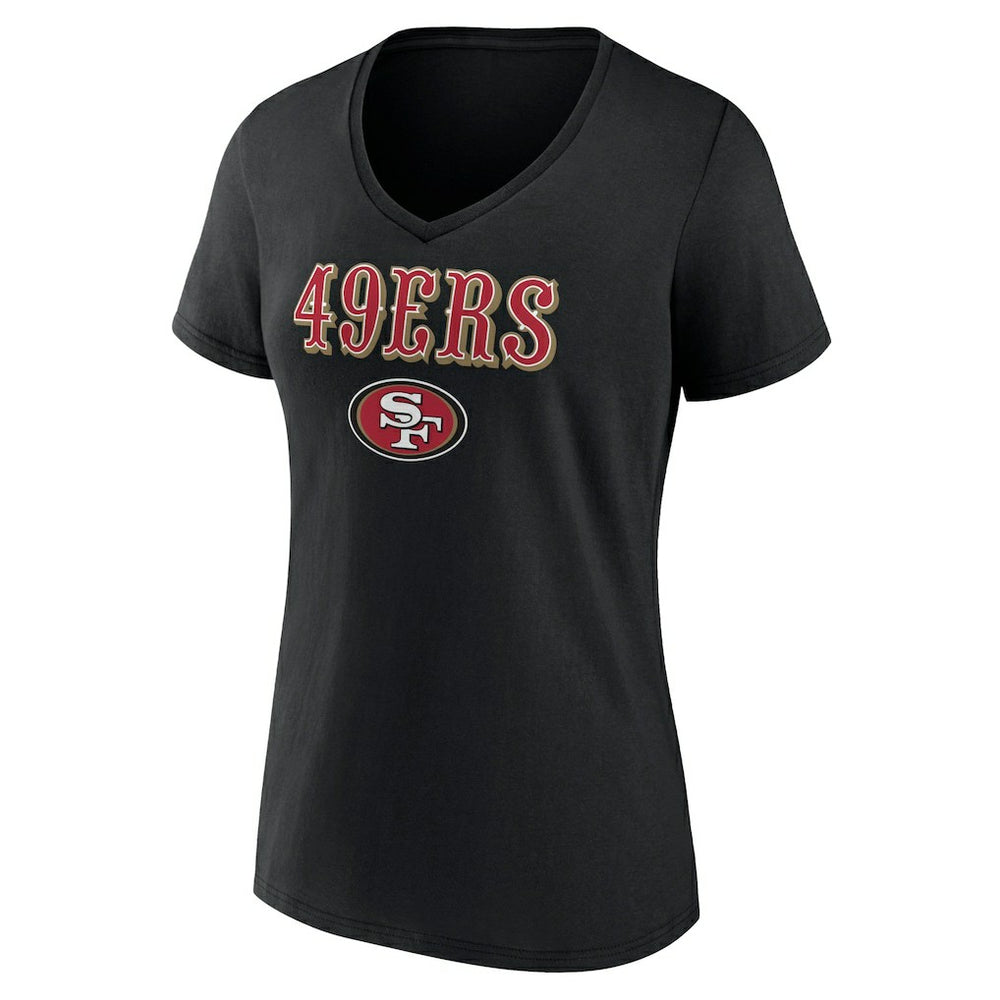 San Francisco 49ers Women's Logo Team Lockup V-Neck T-Shirt Black