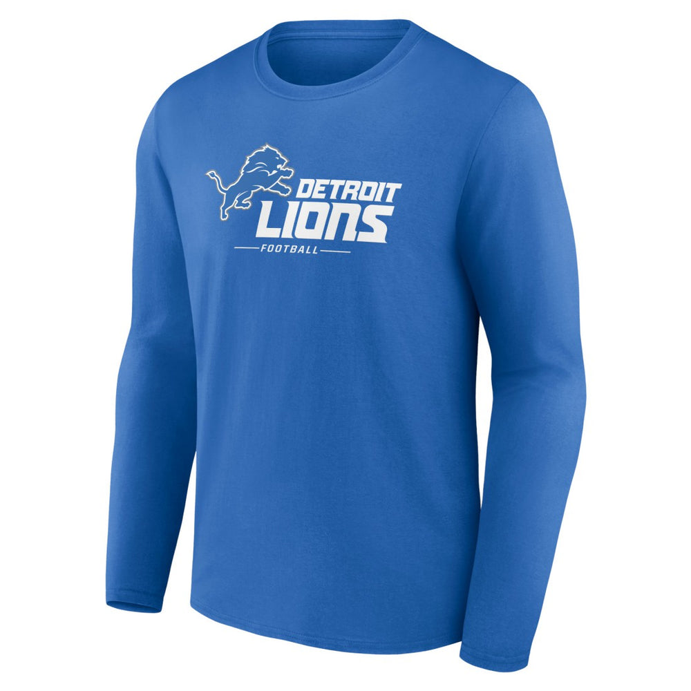Detroit Lions Logo Team Lockup Long Sleeve T-Shirt Blue