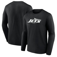 New York Jets Logo Team Lockup Long Sleeve T-Shirt Black