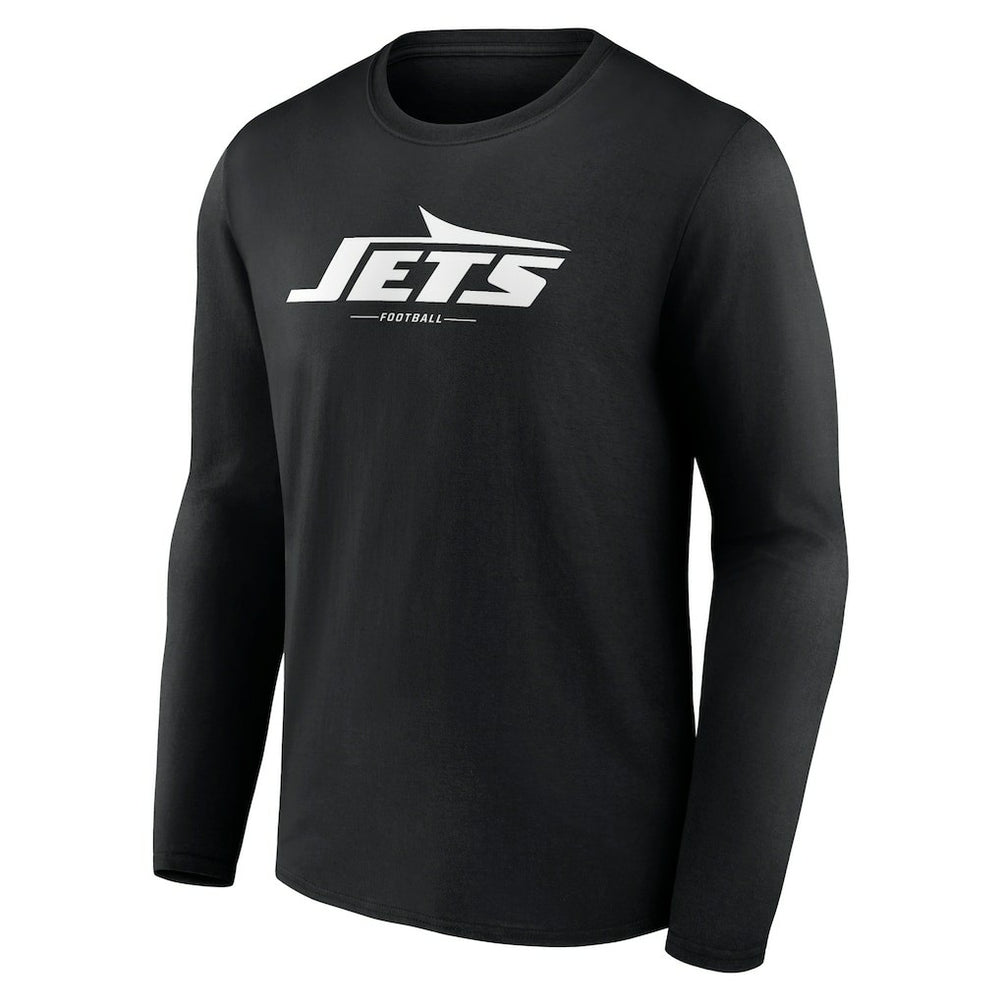 New York Jets Logo Team Lockup Long Sleeve T-Shirt Black