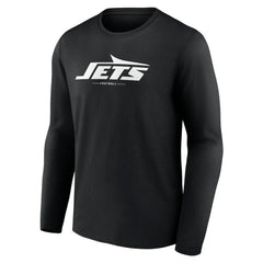 New York Jets Logo Team Lockup Long Sleeve T-Shirt Black