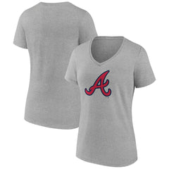 Atlanta Braves Women's Official Logo V-Neck T-Shirt - Gray - MLB on Sale