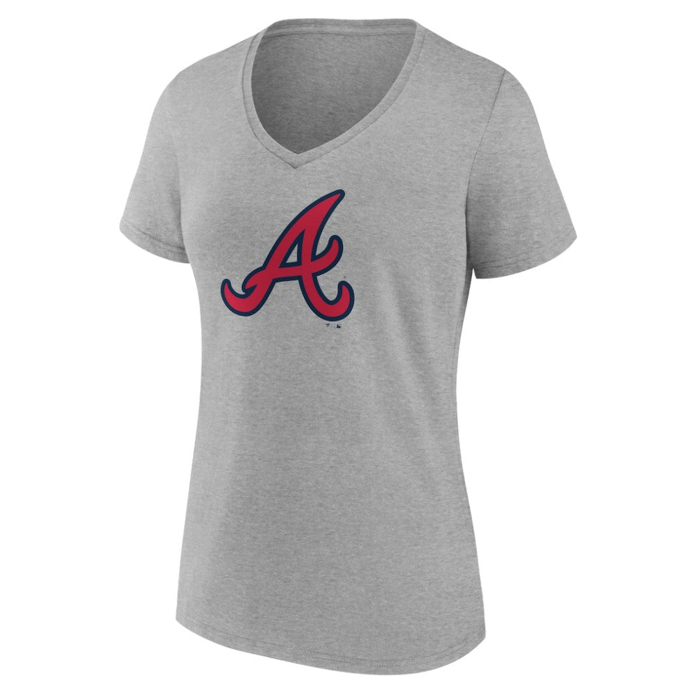 Atlanta Braves Women's Official Logo V-Neck T-Shirt - Gray - MLB on Sale