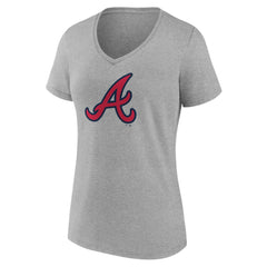 Atlanta Braves Women's Official Logo V-Neck T-Shirt - Gray - MLB on Sale