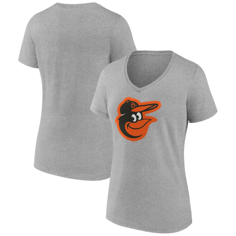 Baltimore Orioles Women's Official Logo V-Neck T-Shirt - Gray - MLB Lifestyle